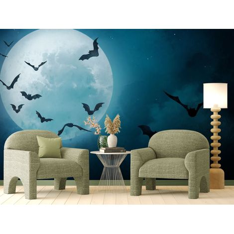 Papier peint animaux – Chauves-souris sous lune mystérieuse - 150 x 250 cm (1/2)