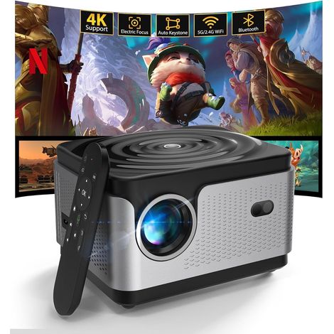 Vidéoprojecteur, Auto Focus/Keystone, 30000 Lumens 1080P FHD WiFi BT Video Projecteur 4K Supporté, Zoom 50%, Miracast pour Téléphone/PC, Projecteur Portable pour Réunion, Fêtes et Loisirs à Domicile (1/5)
