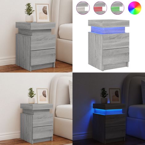 Table de chevet avec lumières LED sonoma gris 35x39x55 cm - Table De Chevet - Lampe De Chevet - Éclairage Led - Mobilier Chambre - Décoration Intérieur - Home & Living (1/5)