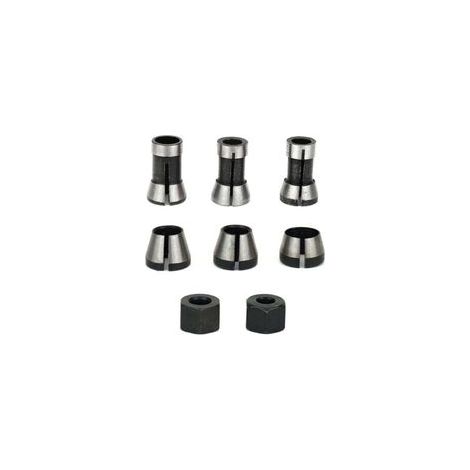 Lot de 6 mandrins de serrage en acier de haute précision pour défonceuse - 6 mm, 6,35 mm, 8 mm + 2 écrous (1/5)