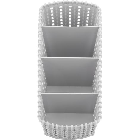 Mehrteilige Aufbewahrungsbox aus Rattan für den Schreibtisch, Kosmetikhalter, Schreibtisch-Organizer (Hellgrau) (1/5)