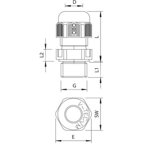 Presse-étoupe - 1.5 mm - Étanchéité IP68 - Décharge de traction - Plastique noir - Unité (1/2)
