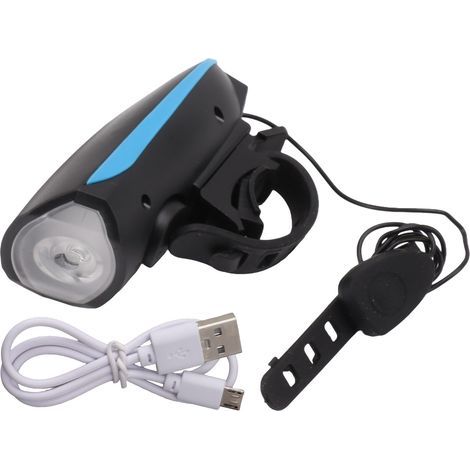 Bike light with horn, 3 lighting modes, USB charging, waterproof white front headlight (1/5)