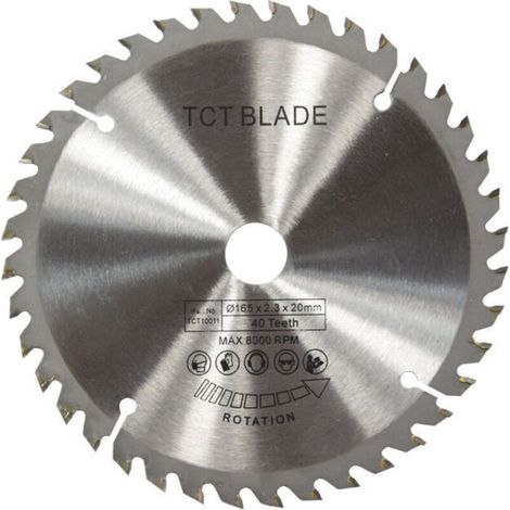 Lame de scie circulaire - 165mm - TCT - Disque de coupe rotative - Argent - 40 dents - Pour la coupe du bois
