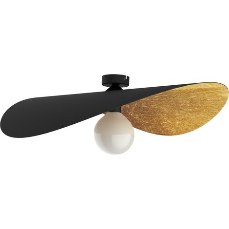 LUMICOM PIUMA Plafoniera, 1X E27, max 42W, metallo, nero opaco/foglia oro, D.60cm (1/4)