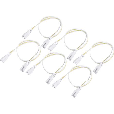 10 pcs T5 T8 LED Tube Connecteur Câble, Extensible Cordon avec Double Fin Connecter éclairage Tubes, Grand pour LED Intégré Tubes (Blanc, 1.64-Pieds) (1/5)