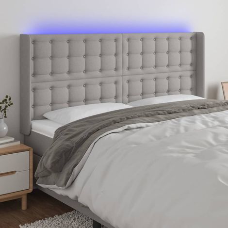 vidaXL Tête de lit à LED Gris clair 183x16x118/128 cm Tissu (1/5)