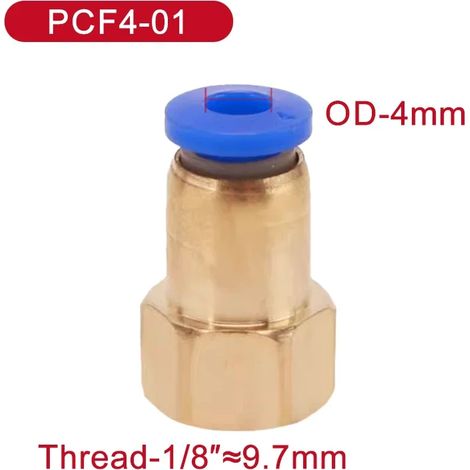 (PCF4-01-5PCS) 5 raccords rapides pneumatiques PCF, filetage femelle, laiton, pour tuyau. (1/5)