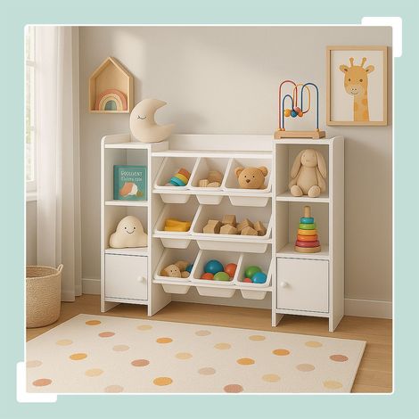 Étagère à jouets pour enfants avec 8 boîtes et 3 étagères (1/5)