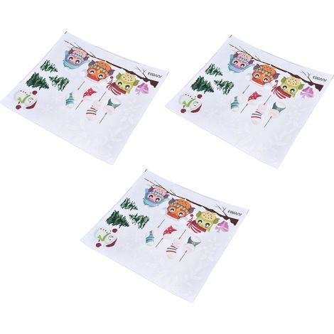Set mit 3 PVC-Klebeaufklebern für Weihnachten, Eule, Schneeflocke, Fensterdekorationen für Wohn-/Schlafzimmer (JUV003) (1/5)