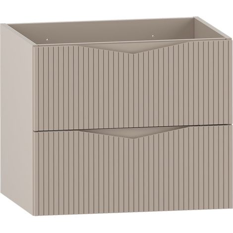 Meuble de salle de bain sous vasque suspendu CLEO beige 60 cm façades rainurées (1/4)