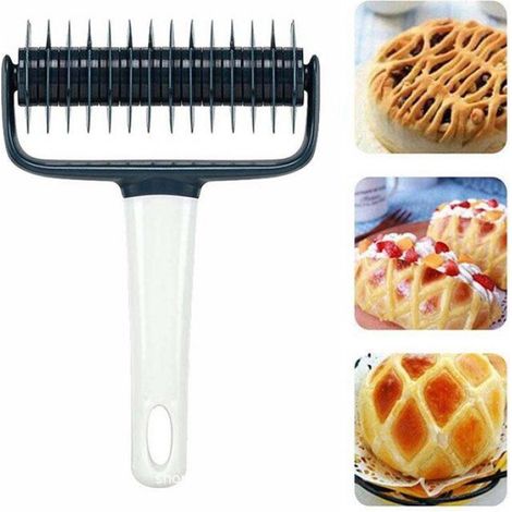 Rouleau découpeur de pâte 2 pièces, motif grille pour pizza raviolis nouilles, outil de pâtisserie et cuisine facile à nettoyer (1/5)