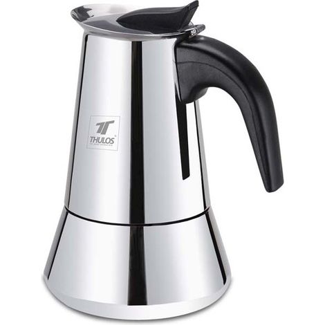 Caffettiera Thulos da 10 tazze, finitura acciaio inox.