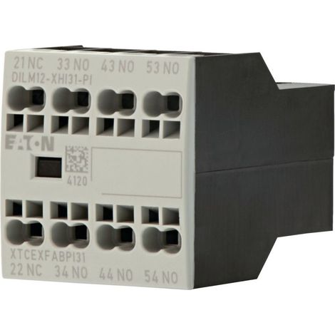 Eaton Bloque de contactos auxiliares, 4 polos, Ith= 16 A, 3 S, 1 Ö, fijación frontal, bornes Push-in, DILA, DILM7 - DILM15, 199459