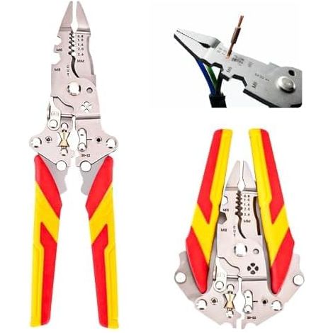 Spellafili automatico con tester di tensione Spellafili elettrico Spellafili multifunzione 9 in 1 Spellafili elettrico Pinza da taglio per spelatura, serraggio, taglio di fili e