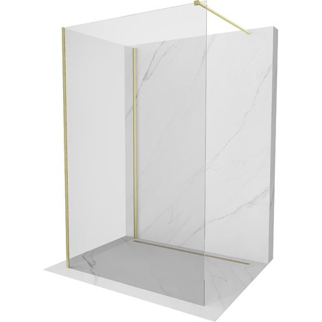 Mexen Kioto panel de ducha Walk-in 110 x 95 cm, transparente, dorado cepillado - 800-110-212-55-00-095