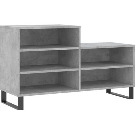 Meuble à chaussures, gris ciment, 102x36x60 cm, bois d'ingénierie. (1/5)