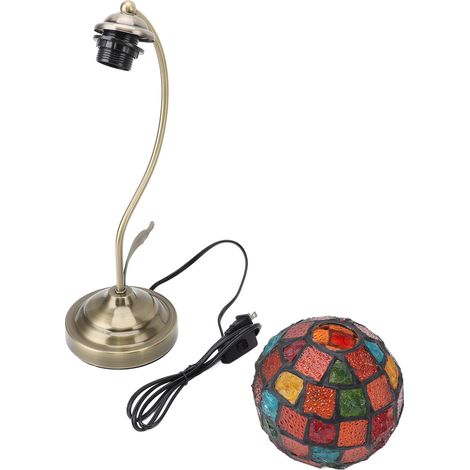 Lampe de table turque Vintage Abat-jour en verre coloré Interrupteur à bouton Design décoratif pour chevet et salon ambiance chaleureuse (1/4)
