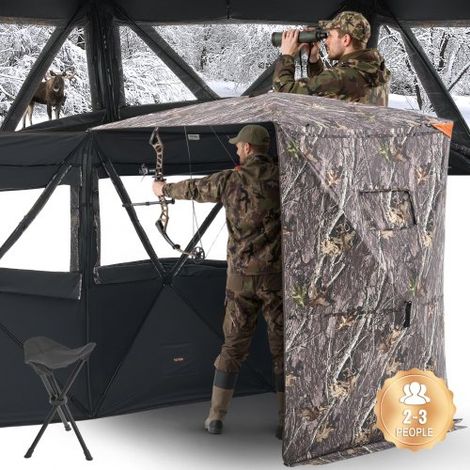 Jagdzelt Jagdversteck für 2–3 Personen, Tarnzelt mit dreibeinigem Stuhl & Tragetasche, robustes Tarnzelt mit geräuschloser Reißverschlusstür & Fenster, Jagdunterstand für Schafe, Hirsche (1/5)