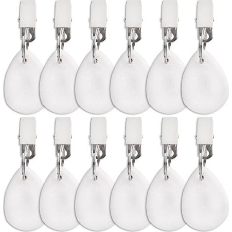 Set of 12 tablecloth weights, indoor/outdoor marble stone tablecloth weights, heavy teardrop-shaped table lid holders with metal clips for patio tables, picnics, and garden flags. (1/5)