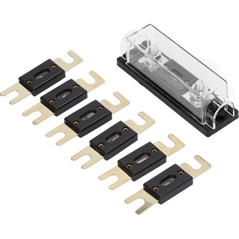 Kit de porte-fusible audio de voiture 300A et de boîte à fusibles pour système vidéo ANL, contenant 6 fusibles, adapté aux camping-cars, yachts, bateaux et véhicules agricoles. (1/5)