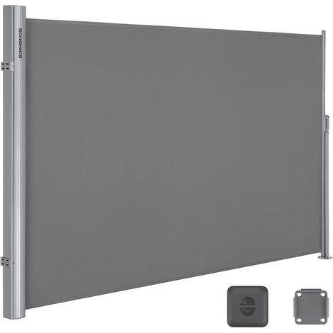 Store latéral brise-vue extérieur 180 x 400 cm protection vie privée design moderne en polyester gris (1/2)