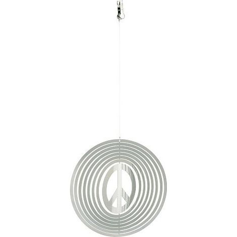 Suspension Éolienne Rotative en Acier Inoxydable Brillant Motif Peace 12 cm - PANGIVO