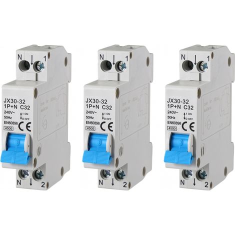 gloca 3er-Set Sicherungsautomaten 1P+N 32A 220V 4,5KA 1 DIN C32 Modul