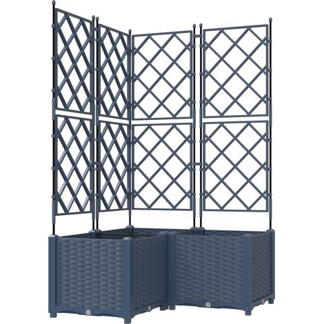 3 pcs Jardinière,Bac à fleurs,Pot de fleurs avec Treillis Gris 80 x 80 x 143 cm PP CFW22036 (1/5)