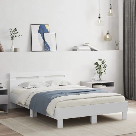 Bed Frame  White  Engineered wood  Double  Bed Frame  Rectangular vidaXL (1/5)