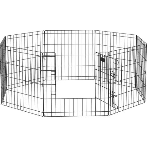 CHICFURN Parque para cachorros y perros pequeños 61 cm negro de metal, puerta, interior y exterior (1/5)