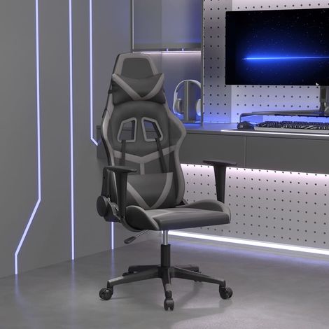 vidaXL Silla gaming cuero sintético negro y gris (1/5)