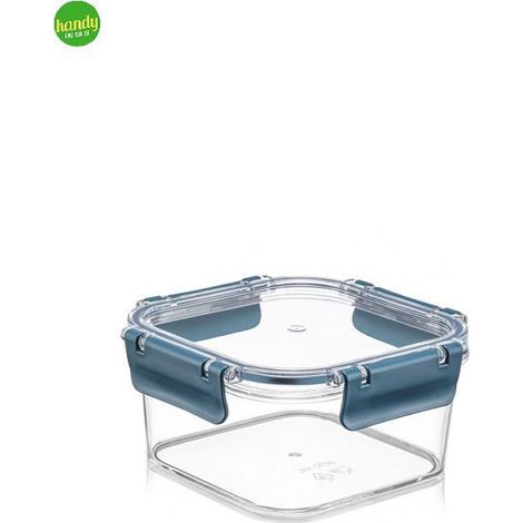 Contenitore per alimenti quadrato EasyClip H&H in vetro temperato 900 cc