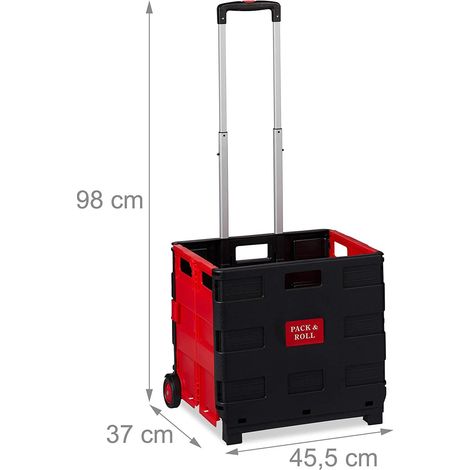 Carro de compra plegable con asa y ruedas de goma capacidad 35 kg carro de mercado de aluminio y plástico rojo 1300007083 (1/5)