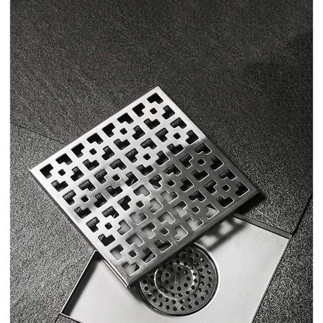 Bodenablauf für den Außenbereich, Bodenablauf und Duschablauf, Bodenablauf mit Duftstopp und Haarsieb, Silber – 15 × 15 cm (1/5)