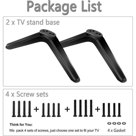Pied TV Universel pour TCL Support TV avec Jeu Vis et Patins Antidérapants ABS Pied de Tele Compatible avec la Plupart des Téléviseurs de 32 à 55 Pouces Espacement, Comprend des accessoires de vis (1/5)