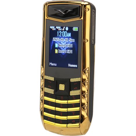 Téléphone portable V5 Pro 2G débloqué, gros boutons, volume élevé, idéal pour les seniors, batterie 1600 mAh, double SIM, prise européenne plaquée or 100-240 V.