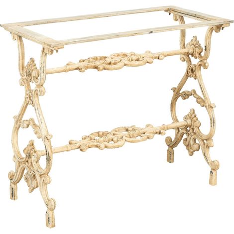 Pied de table de jardin Structure en fer et fonte massif, idéale pour l'intérieur et l'extérieur Plateaux en marbre, verre, bois (1/5)