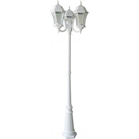 Lampadaire d'extérieur 3 têtes 3x100W E27 – Fonte d'aluminium – Indice de protection IP43 – Hauteur 215cm – Lumière chaleureuse – Bricolage Direct