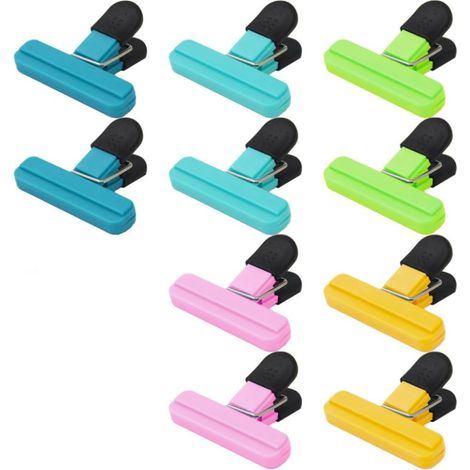 Kaelt - Sollbry Pince Sachet Alimentaire, 10 Pcs Alimentaire D'étanchéité Clips Plastique Clip Fermeture Sachet Pinces Réutilisable Multicolore Clip D'étanchéité Cuisine pour Emballage Bonbons Snack (1/5)