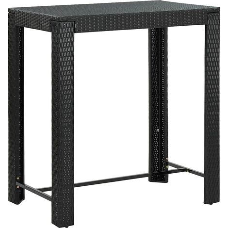 Table haute de jardin Table de bar - Mange-Debout Noir 100x60,5x110,5 cm Résine tressée BV673893 - BonneVie (1/5)