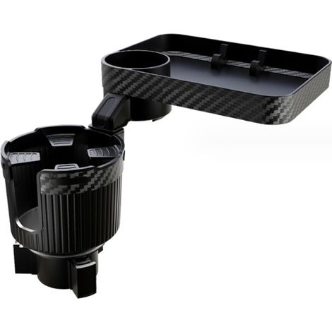Portavasos para coche 2 en 1, extensible y multifuncional, ajustable, giratorio 360°, para vasos de gran tamaño. Color negro. (1/5)