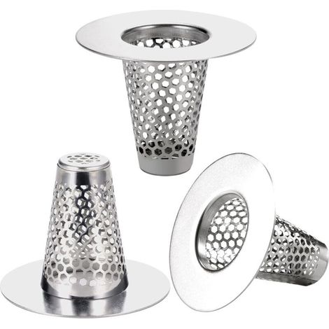 3-teiliges Abflusssieb-Set für Waschbecken, geeignet für Abflusslöcher von 3,0 bis 4,1 cm Durchmesser, kleiner, hochwertiger, konischer Badewannenabflussdeckel aus Edelstahl (1/5)