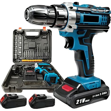Perceuse sans fil, 21V de puissance, contrôle à double vitesse, 2 Batteries B– Pro (1/2)