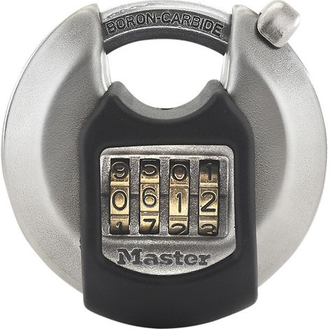 Master Lock Excell™ Discus 70mm Stainless Steel Padlock with 4-Digit Combination, Model M40EURDNUM
