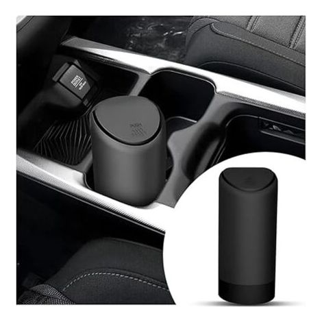 Poubelle De Voiture Avec Couvercle En Silicone, Petite Poubelle Pour Voiture Avec Couvercle, Poubelle Avec Couvercle Pour De Voiture En Silicone Lavable, Mini Poubelles Anti-Fuite(Noir) (1/5)