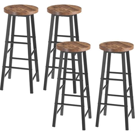 Woltu – Lot de 4 tabourets de bar en métal et MDF – Hauteur d'assise 71 cm – Charge max 120 kg – Style industriel moderne – Antidérapants