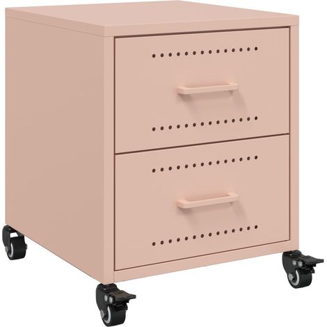 Maison Exclusive - Mesita de noche acero rosa 36x39x43,5 cm
