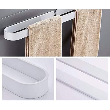 Porte-serviettes 40 cm sans perçage pour salle de bain et cuisine, facile à installer, blanc condensé (1/4)