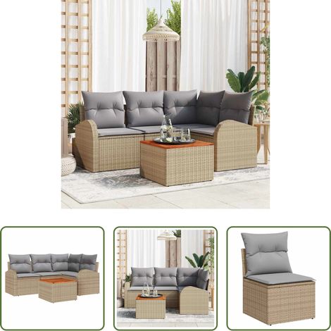 vidaXL Jardin - Ensemble de canapé de jardin 5 pcs Beige et Gris clair (1/5)